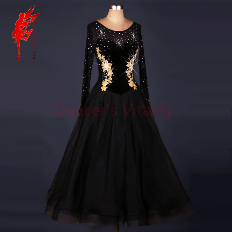 

New!spandex ballroom dance costumes senior sexy flowers long sleeves ballroom dance dress for women ballroom dance dresses S-6XL
