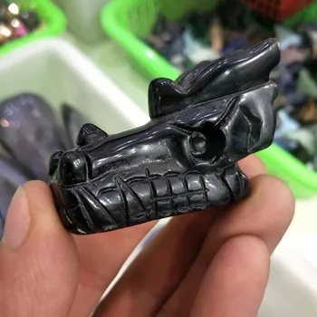 

Natural obsidian quartz Carved Crystal Dragon Skull/Head Healing Reiki
