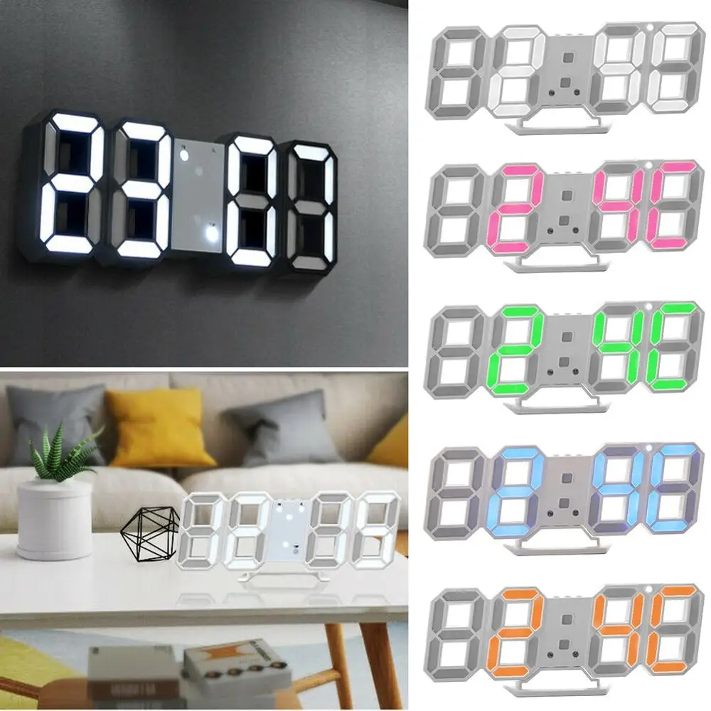 

3D LED Wall Clock Modern Design Digital Table Clock Alarm Nightlight Saat reloj de pared Watch For Home Living Room Decoration