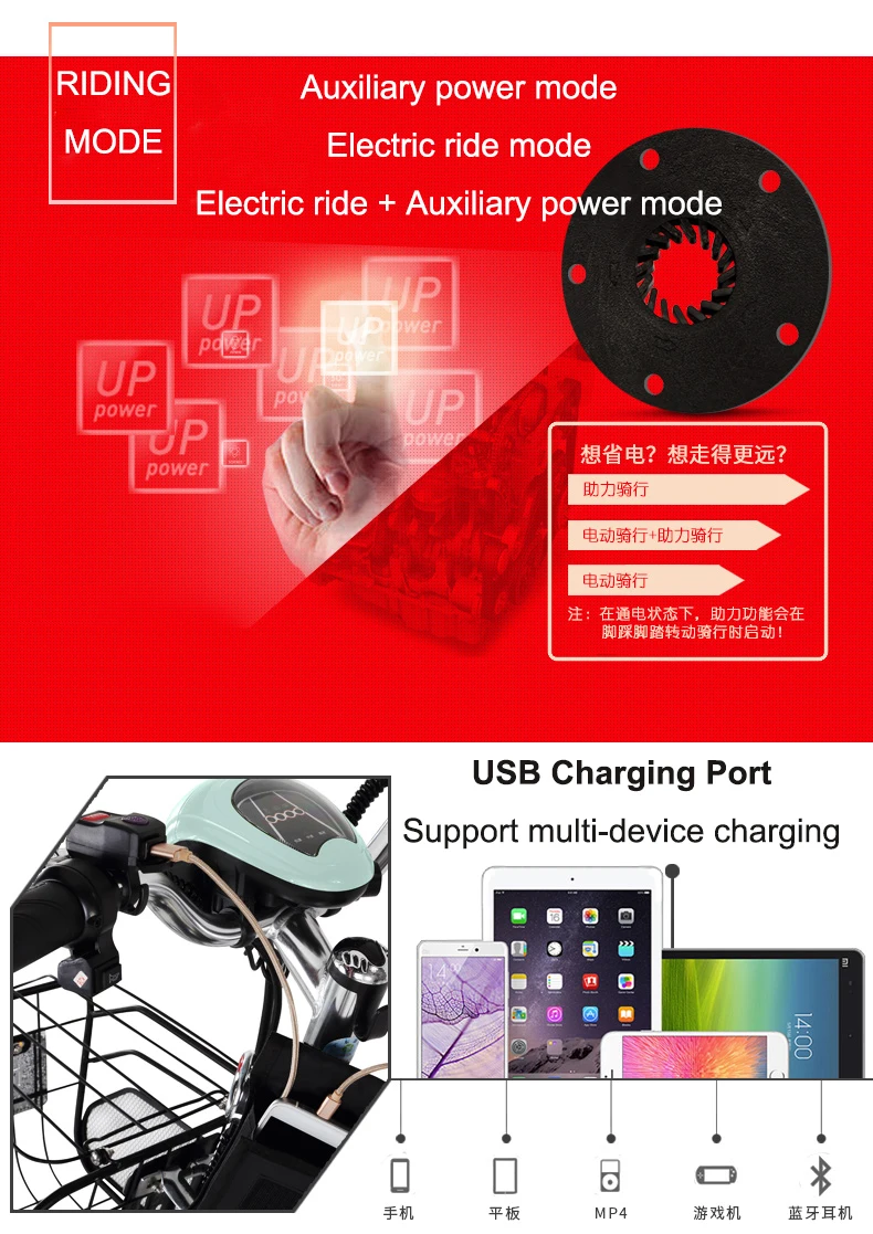 Flash Deal Electric Bikes Adults Two Wheels Electric Bicycle 16 Inch 48V 240W Portable Electric Scooter For Kids  Ladies With Child Seat 3