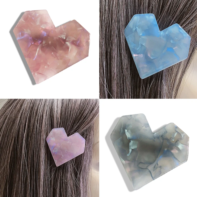 

Women Fashion Acrylic Heart Shape Hair Accessories Marble Texture Unique Headwear Sweet Girl Female Hair Clip
