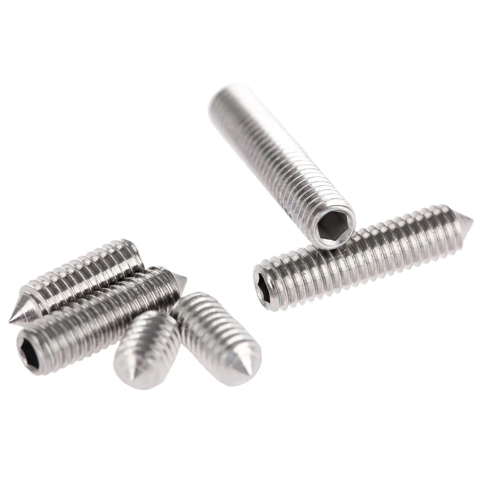 50Pcs M3 x 3mm Stainless Steel Hex Key Set Headless Head Screws Cup Tip