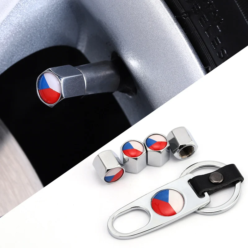 

Czech Flag Car Wheel Tire Valve Motorcycle Air Caps Bicycle Tyre Valve Cap Auto Stem Covers for BMW Audi Toyota Opel Honda 4Pcs