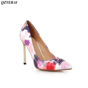 

QZYERAI New metal high heel womens single shoes high heels sexy women's shoes European and American fashion style
