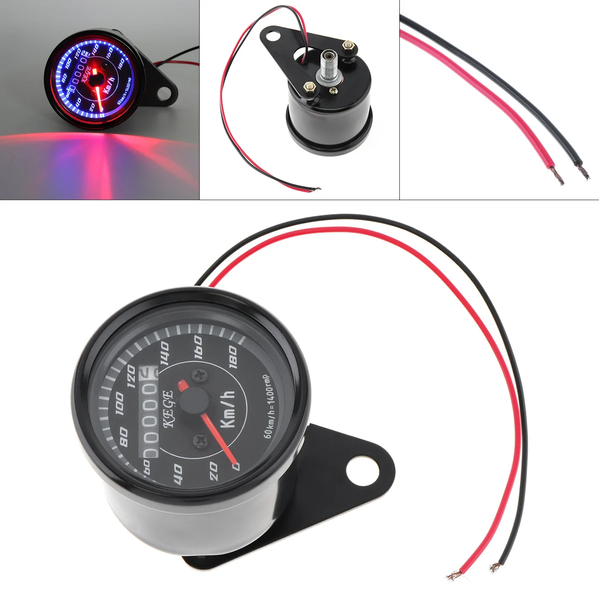 

Motorcycle Refitting Odometer 0-180 km/h 12V Stainless Steel Retro Car Odometer Motorcycle Accessories with LED for Motorbike