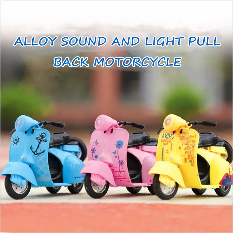 

Super cute alloy car pull back motorcycle model kids toys Sound light Collection Diecast Models for the children birthday gift
