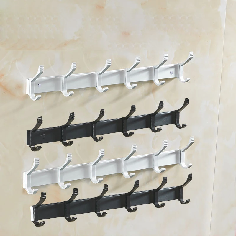 SRJ Aluminum White Black 5/6 Robe Hooks Modern Wall Mounted Bath Towel Hanger Bathroom Kitchen Towel Hanger Door Decor