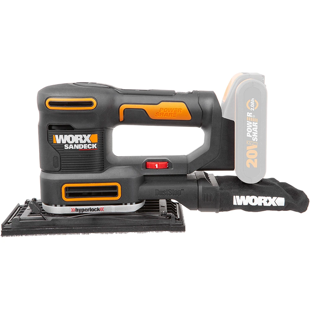 Виброшлифмашина аккумуляторная WORX WX820 кейс
