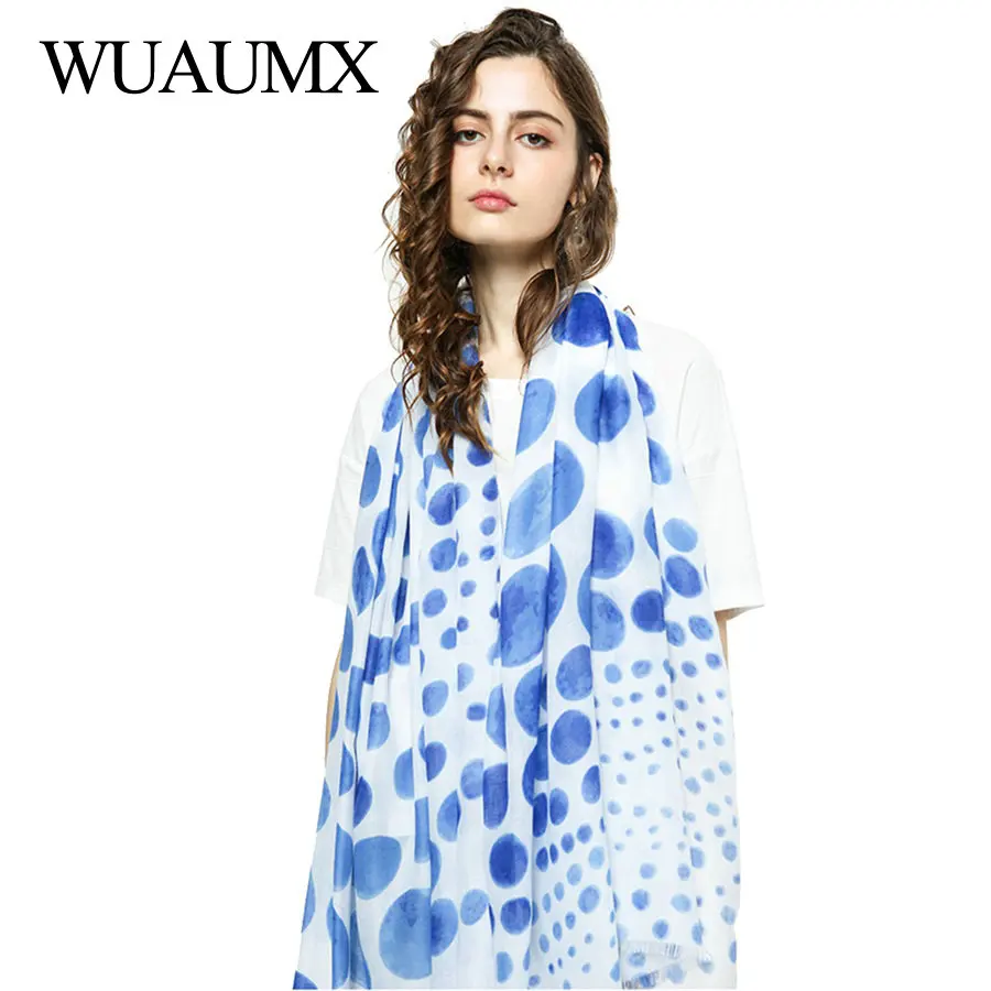 

Wuaumx Fashion Hijab Scarf Women Dot Pattern Scarfs For Ladies Head Scarves Thin Wrap Long Muffler Shawl Wholesale sjaal apaszka