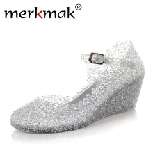 Billig! 2016 sommer Stil Sommer Schuhe Frau Zwängt Sandalen High Heels Frauen Sommer Schuhe Glass Slipper Jelly Schuh Freies Verschiffen