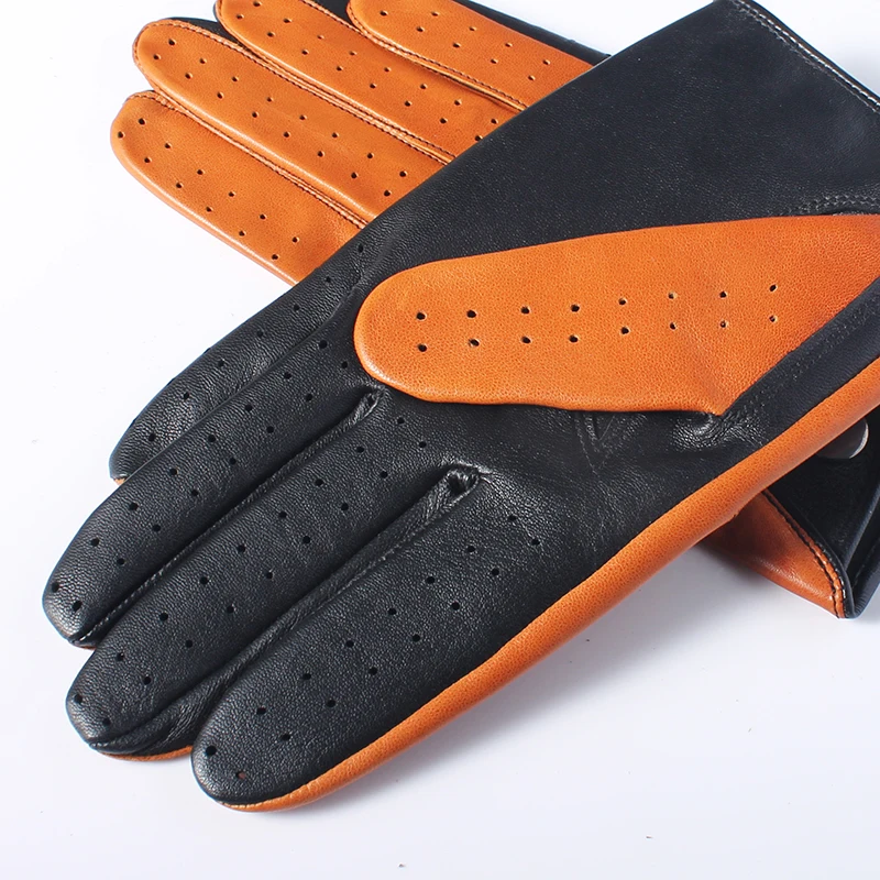 High Black Goatskin Finger Gloves Leather 3