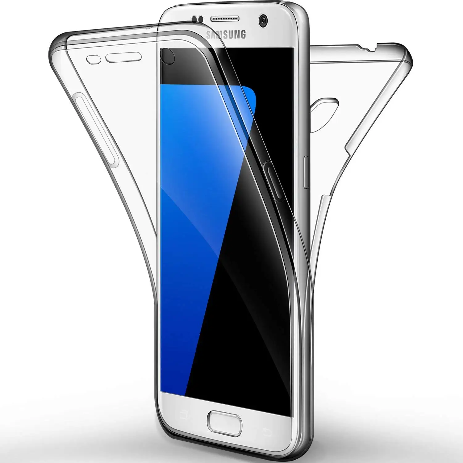 

for Samsung Galaxy S7 edge S10 S8 S9 Plus S10e Case 360 Degree Full Body Phone Case Silicone Transparent Clear Cover Bumper Case