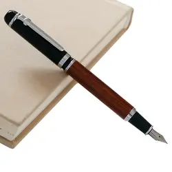 Высокое качество древесины авторучка роскошный классический чернила ручки для письма 0,5 мм перо серебряный клип набор канцелярских