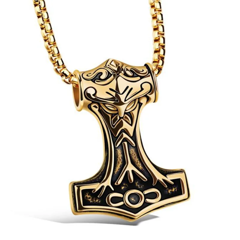 

Huge Thor hammer Mjolnir Viking Amulet Hammer Scandinavian Pendant Norse Jewelry with stainless steel chain CX42