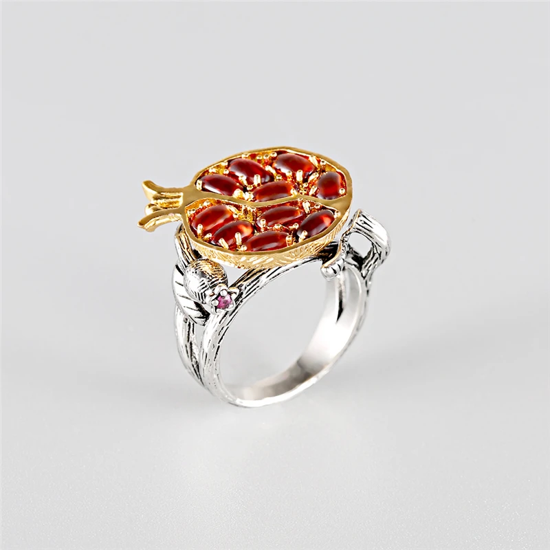 Винтажные этнические обручальные кольца для женщин, инкрустированные красным гранатовым камнем, обручальное кольцо, гранатовые кольца в стиле «Бохо», модные ювелирные изделия Anillos - Цвет основного камня: Type2 Copper
