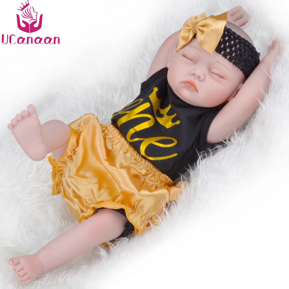 

UCanaan 20''/ 50CM Silicone Body Sleep Girl Doll Reborn Baby Alive New Born Dolls For Children Kawaii Kids Toys Chirstmas Gifts