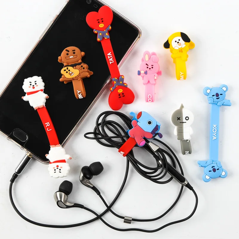Oppa tienda BTS Bangtan Boys BT21 lindo bobinadora gerente Cable de datos  auriculares almacenamiento|Amuletos| - AliExpress