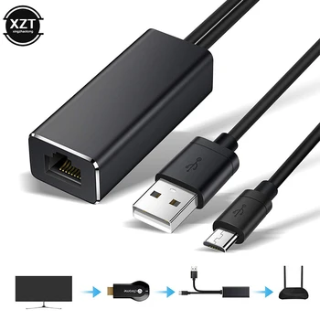 

USB Network Card Ethernet Adapter for Chromecast USB 2.0 to RJ45 for Google Chromecast 2 1 Ultra Audio TV Stick Micro USB Power