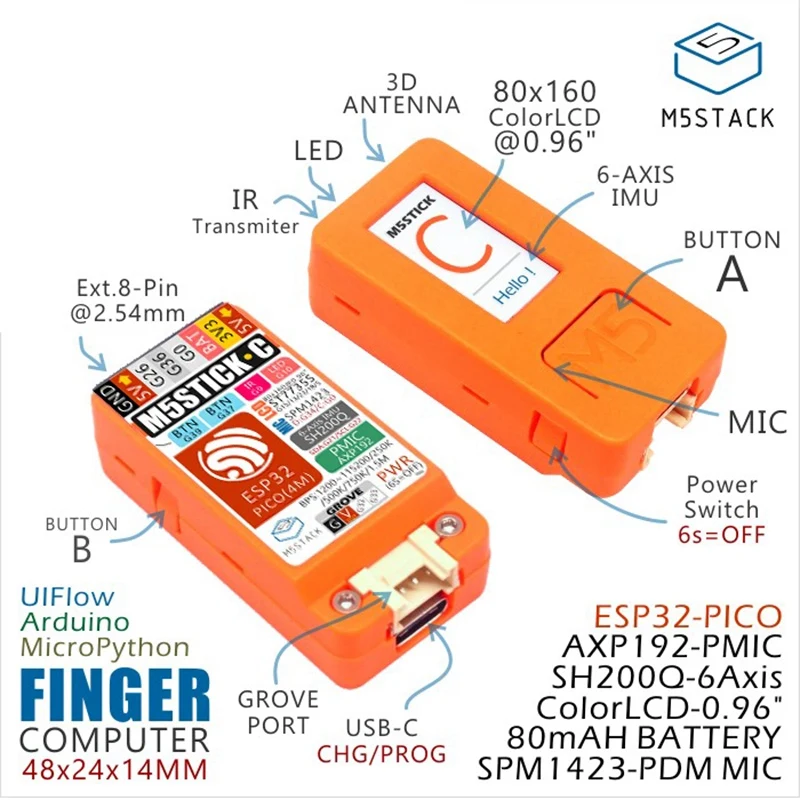 M5Stickc Esp32 Pico Mini Iot макетная плата палец компьютер с цветным ЖК-дисплеем