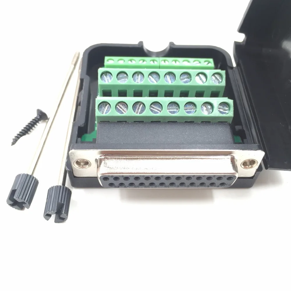 

Hot Factory Direct Wholesale DB25 D-SUB jack 26PIN port Terminal breakout PCB plastic cover solderless screw