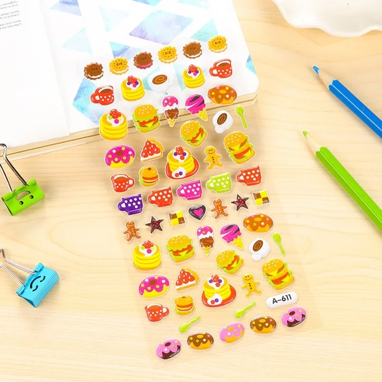 1 шт. новые детские милые Мультяшные водонепроницаемые наклейки для детского сада награда Корея маленькие 3D Пузырьковые наклейки школьные канцелярские принадлежности - Цвет: A611