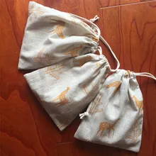 1 шт. хлопчатобумажная ткань, мешок со шнурком сумка с отделениями вечерние мешок подарка принт с золотым оленем дерево YL3