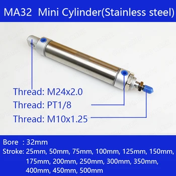 

Free shipping Pneumatic Stainless Air Cylinder 32MM Bore Double Action Mini Round Cylinders MA32x100-CA-S MA32x50-CA-S ect.