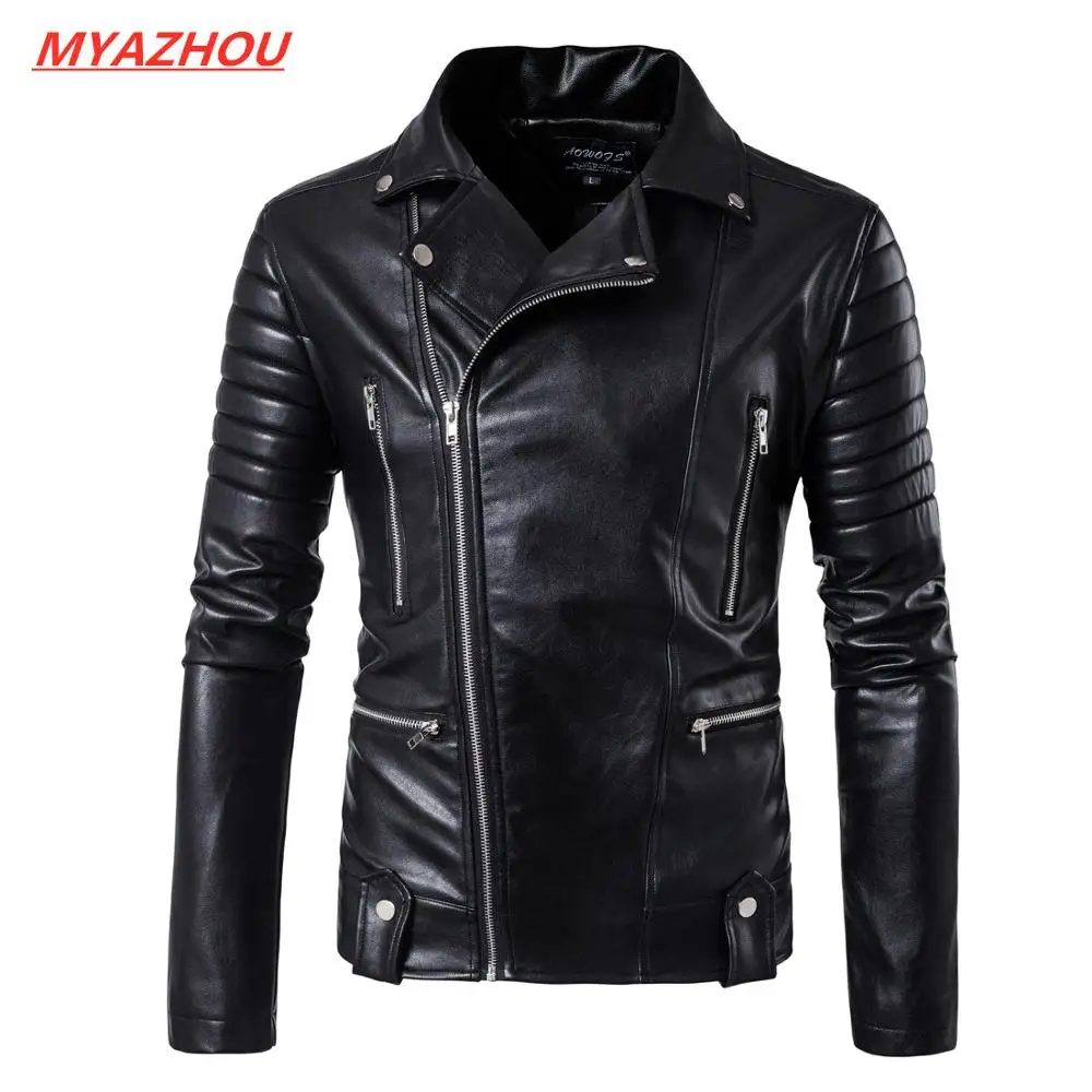 

2019 High-end brand men zipper leather jacket Wolverine casual PU leather locomotive coat Logan bomber jacket slim coat size 5XL