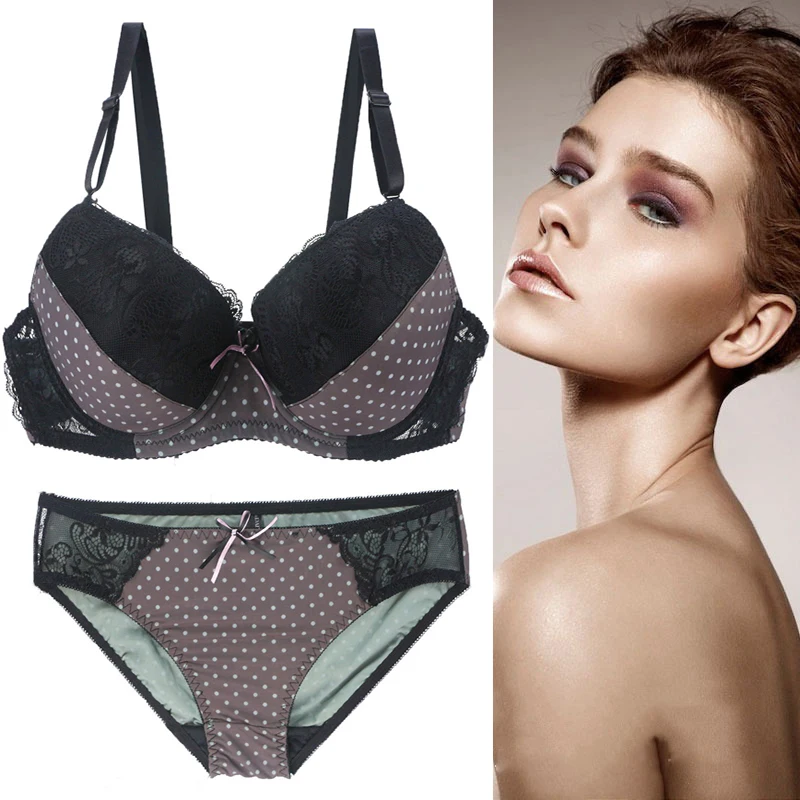 Комплект женского кружевного нижнего белья с чашками пуш ап|bra set|bra set womenpadded bra |