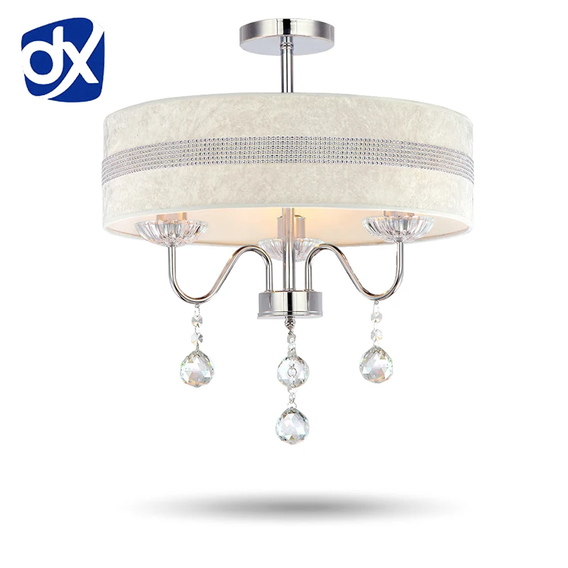 

Fabric Shade Modern LED Crystal Chandelier Diameter 40cm/50cm Optional Rose/Diamond Pattern Optional Free Shipping