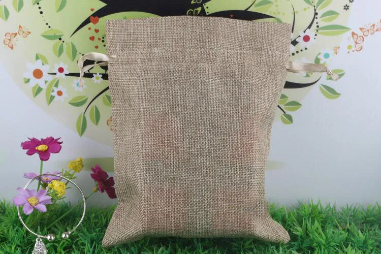 

16*20 500pcs Jute Drawstring Sacks gift bags with jewelry/Accessories/Cosmetic/wedding/christmas Linen pouch Packaging Bag