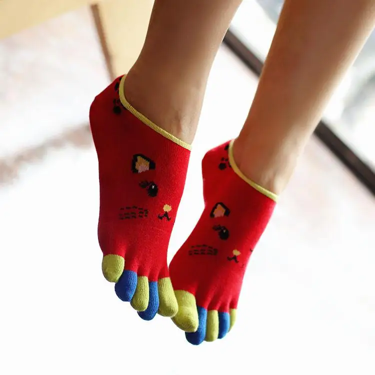 3 пары/партия, летняя обувь на тонком «Five Finger», «Для женщин удобные хлопковые носки-следки Для Невидимые носки с пальцами; носки с 5 пальцами носки-тапочки милые - Цвет: 22