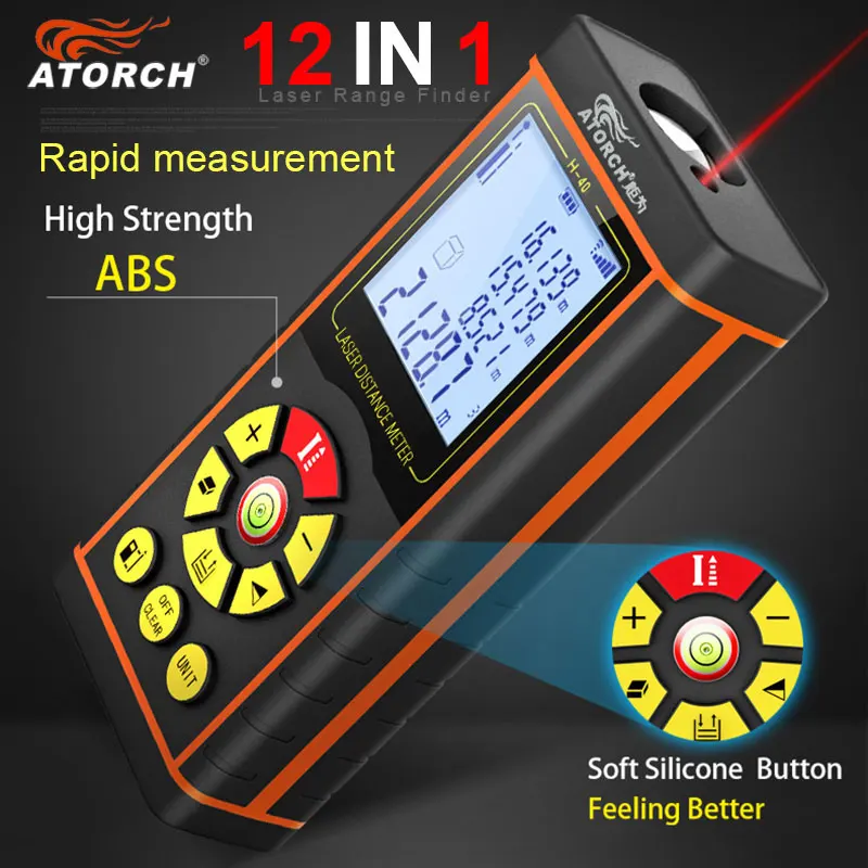100M Digital Laser Distance Meter Laser Rangefinder Optical Tape Range Finder Diastimeter building Measure Roulette Atorch