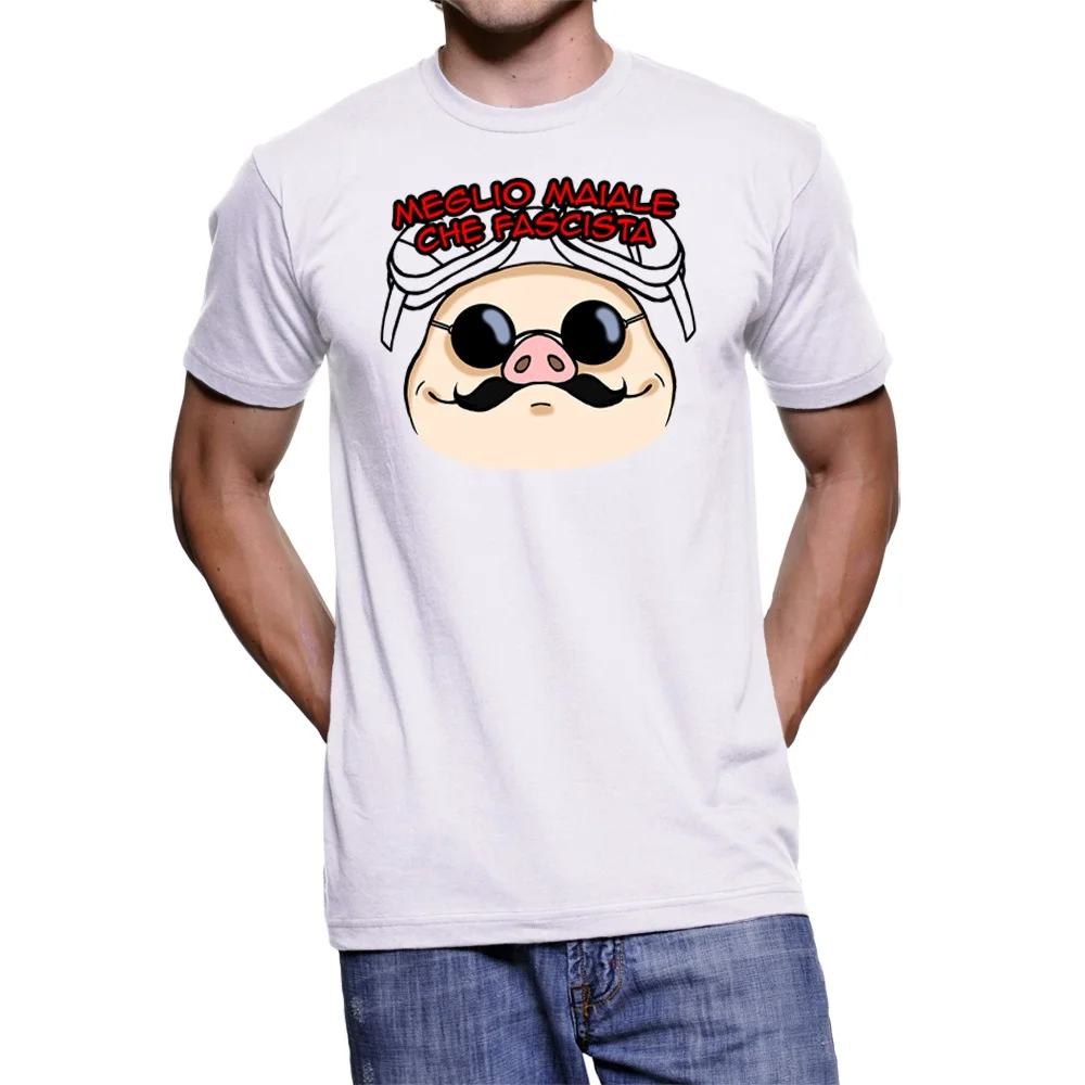 

2019 Latest Men T Shirt Fashion T - SHIRT UOMO PORCO ROSSO KURENAI NO BUTA CITAZIONE FAMOSA FRASE ITALIANO MEGLI T Shirt