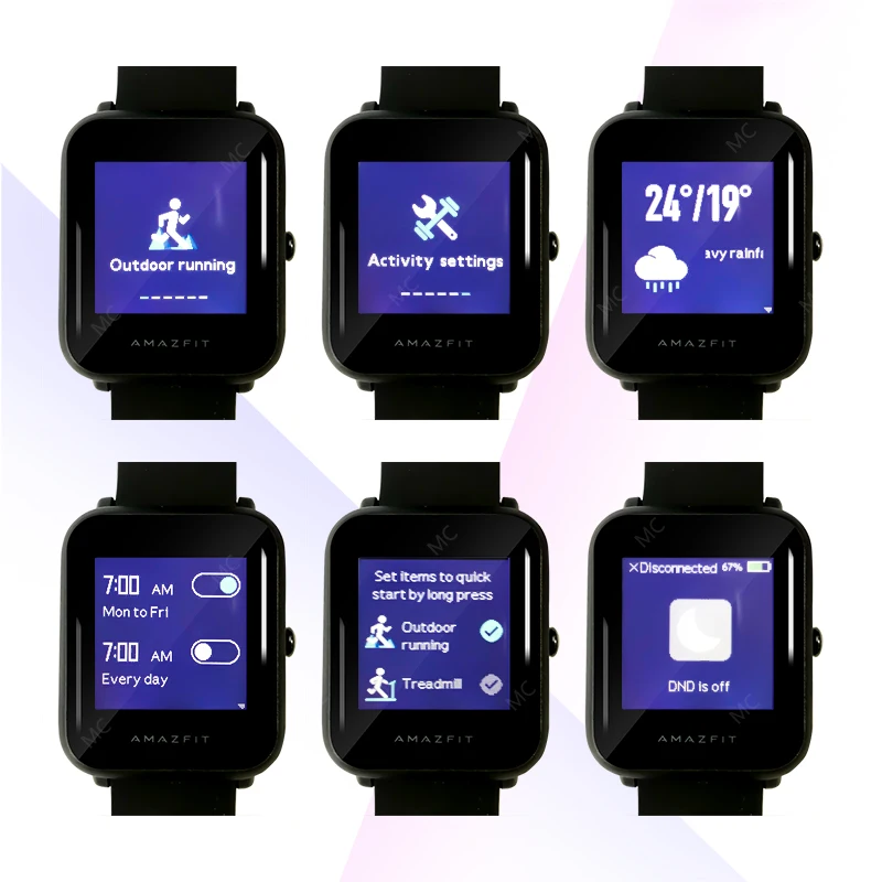 Смарт часы Amazfit Bip спортивные gps компас пульсометр mi Fit IP68 водонепроницаемые для