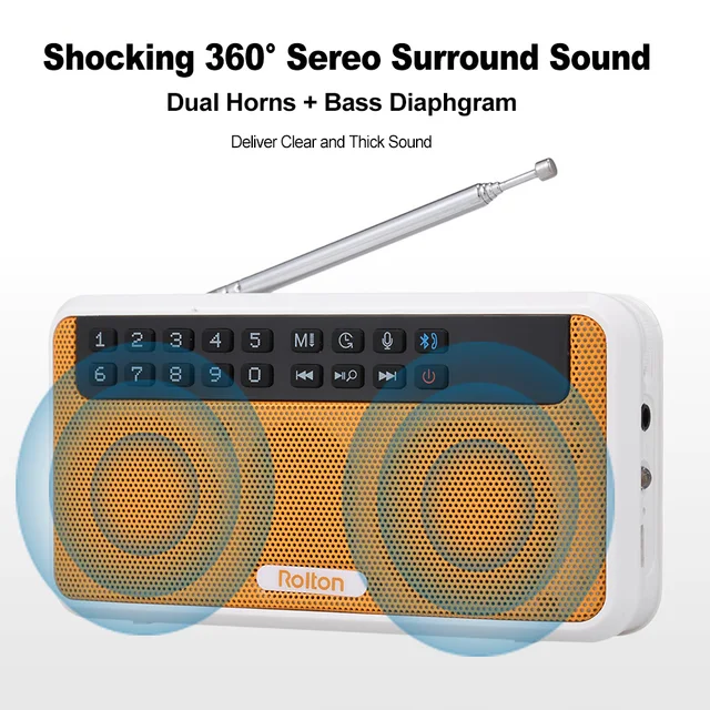 Rolton E500 Wireless Bluetooth Speaker Portable 6W HiFi Stereo TF Music Player Digital FM Radio LED Display Mic