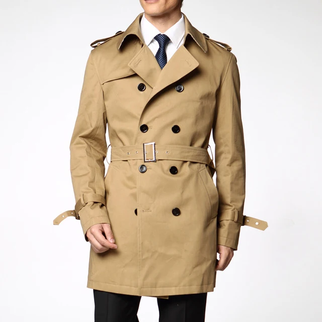 Camel Double Breasted Men's Custom Trench Coat Classic Mens long ...