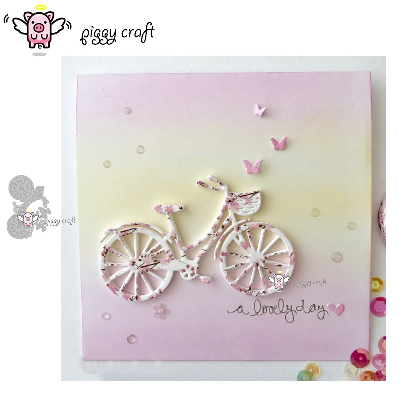 

Piggy Craft metal cutting dies cut die mold Love butterfly bicycle Scrapbook paper craft album card punch knife art cutter die