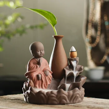 

New Flower Receptacle Zen Aroma Stove Incense Burner Classical Censer Backflow Ceramic Furnishing Articles Picked Tea Vases