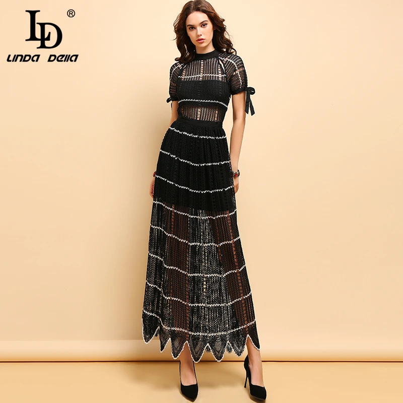LD LINDA DELLA Fashion Runway Maxi Dress Women's