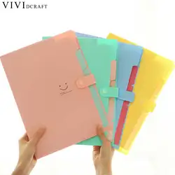 Vividcraft офиса 5 шт. конфеты Цвета Водонепроницаемый A4 папки файла улыбающееся лицо дизайн Бумага документ сумка прямоугольник папку