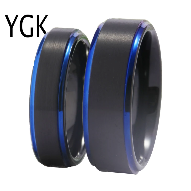 Женское кольцо мужские свадебные украшения для влюбленных Пара вольфрамовое Кольцо черное с синим вольфрамовое обручальное кольцо ювелирные изделия модное Подарочное кольцо