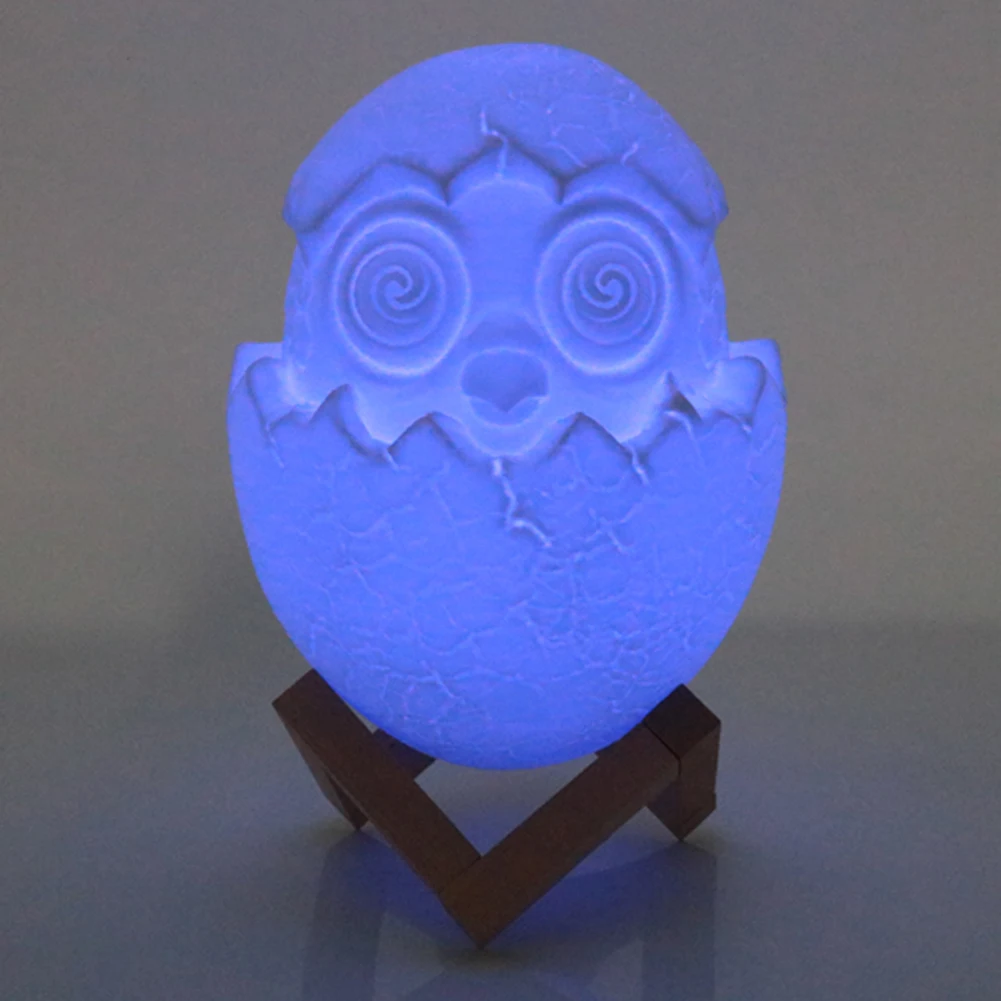 

USB Rechargeable Night Light 3D Print Eggshell Lamp Patted Switch Bedroom Bookcase Led Night Light high 7 color gradient