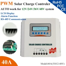 40A 12 V/24 V/36 V/48 V автоматическая работа PWM регулятором солнечного заряда контроллер с ЖК-дисплей дисплей для дома RS485 Связь могут быть выполнены по индивидуальному заказу