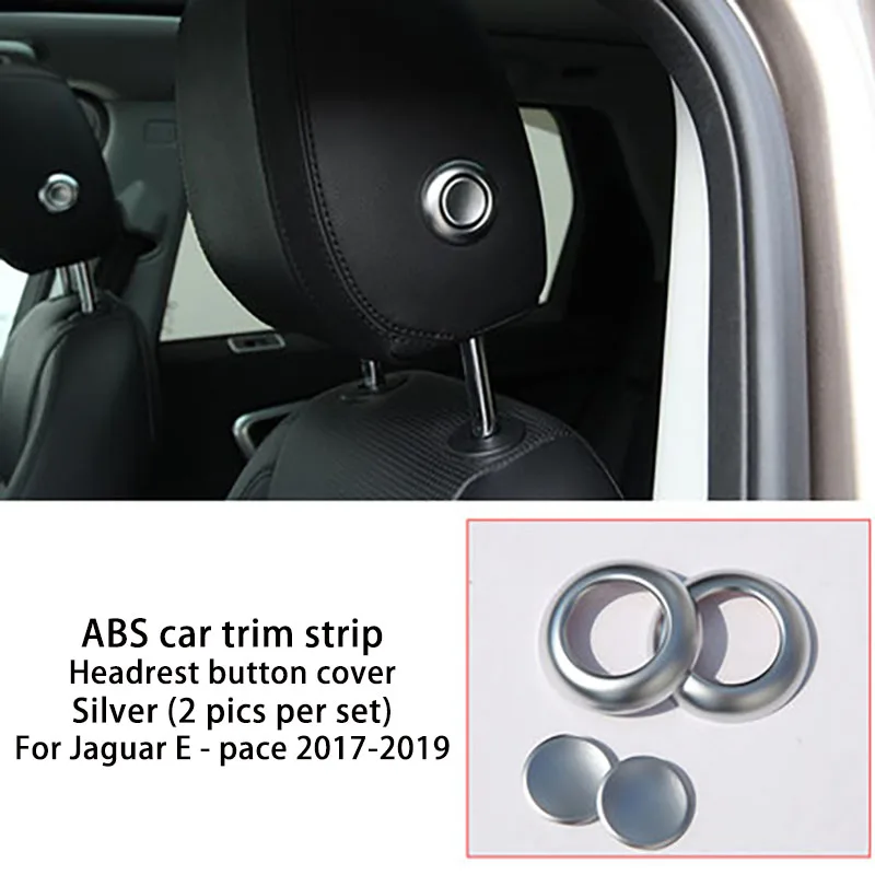 ABS покрытие подголовник Кнопка крышка автомобильные аксессуары для Jaguar E-pace - Название цвета: Черный