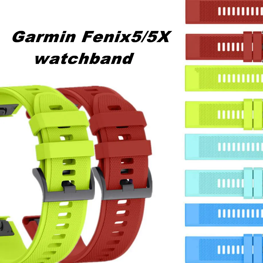 

26mm Width Strap Sport Silicone Watchband With Quick Fit Wrist Band Garmin Fenix5X Remove Bracelet For Garmin Fenix 5X/3/3H