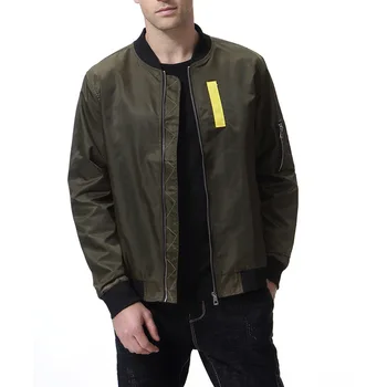 

M-4XL Size Casual Men Collar Flight Jacket Fashion Men Green Color Ribbon Webbing Jacket Coats For Young Autumn Winter