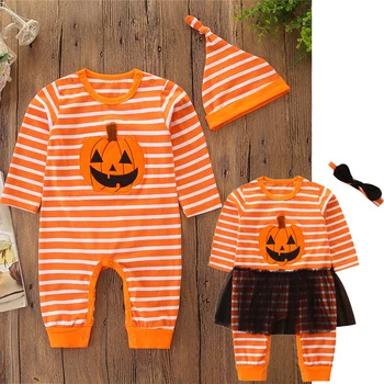 

2Pcs/Set Autumn Kids Toddler Boy Halloween Romper Newborns Jumpsuit Long Sleeve Cotton Pajamas 3-24M Rompers Baby Girls Clothes