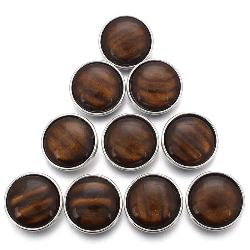 

10pcs/lot Brown Imitation Cat's Eye Stone Resin Snap Buttons Handmade Fit 18mm 20mm Snap Bracelet Summer Button Jewelry ZD066