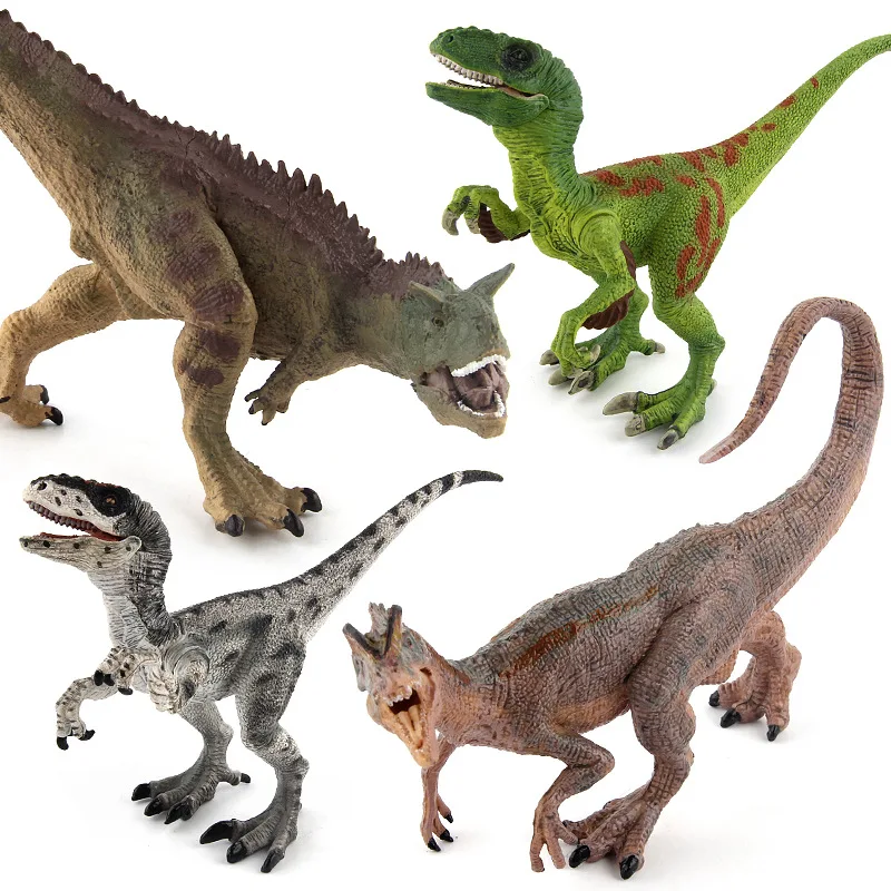 Парк Юрского периода игрушечные модели динозавров carnoaurus Dilophosaurus velocyraptor ПВХ